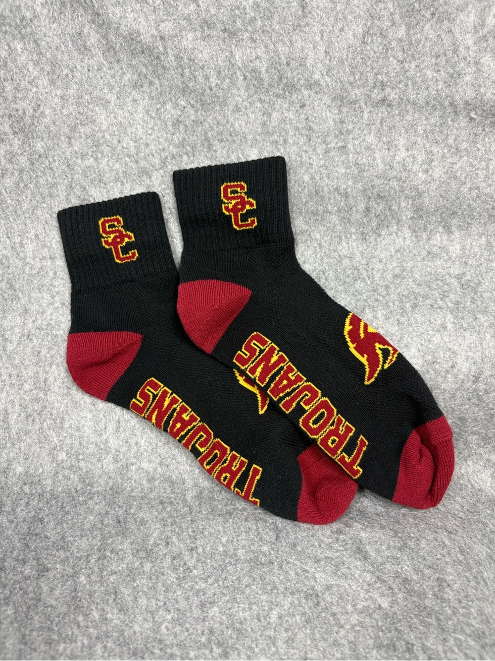 USC Trojans Black Red Gold Crew Socks Adult Unisex NCAA